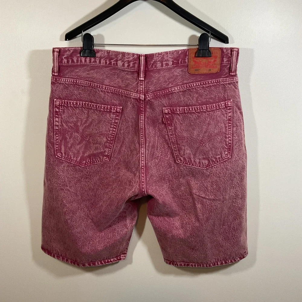 Levi's 569 Loose Straight Men's Pink Acid Wash Denim Shorts 36 Streetwear Skater
